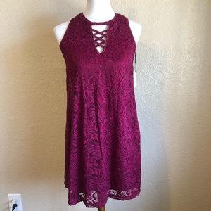 NWT Liberty Love Sleeveless Burgundy Lace Dress S